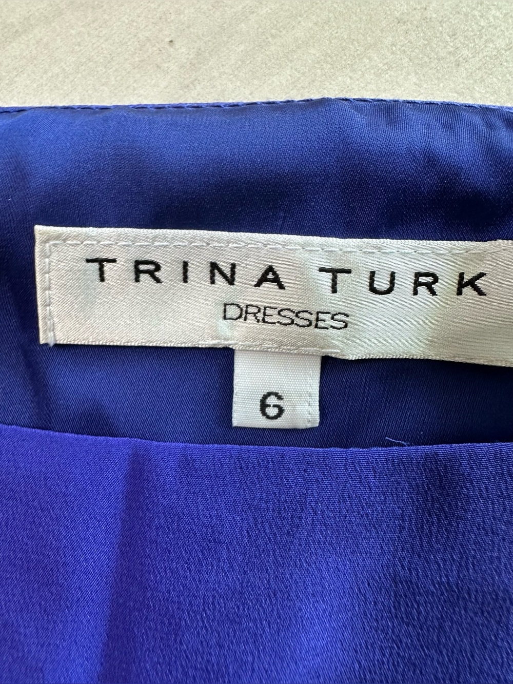 Trina Turk 100% Silk Shift Dress Blue Teal Abstract Print Lined Made USA Size 6 - Picture 7 of 11